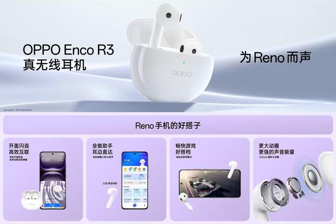 OPPO Enco R3 Pro 降噪耳机官宣：44 小时续航“为 Ren而生”(图1)