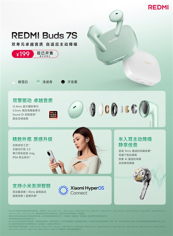 169元就能买到半入耳降噪！小米REDMI Buds 7S上市(图3)